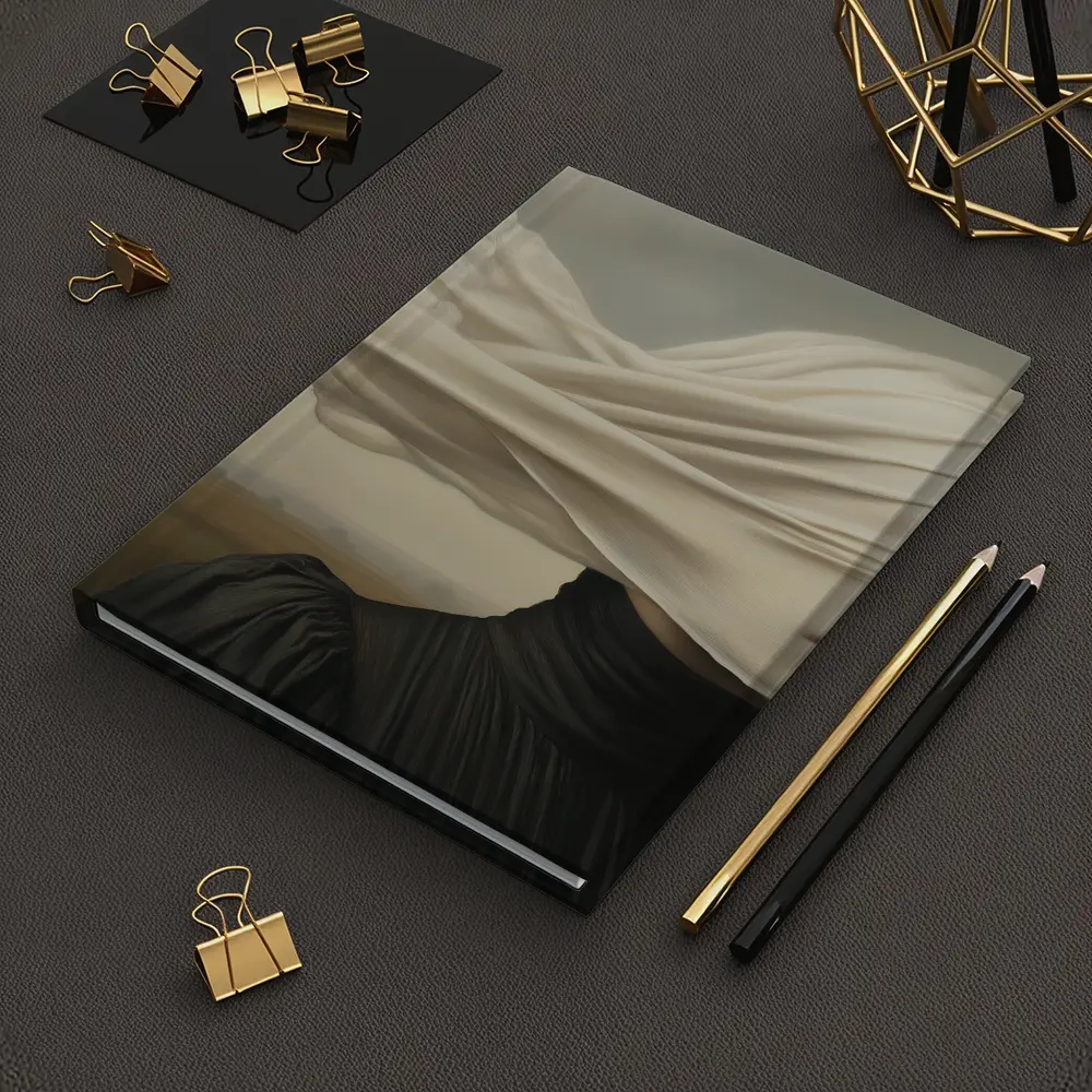 Surreal Woman White Veil Wind Field – Notebooks