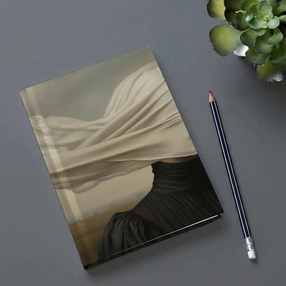 Surreal Woman White Veil Wind Field – Notebooks