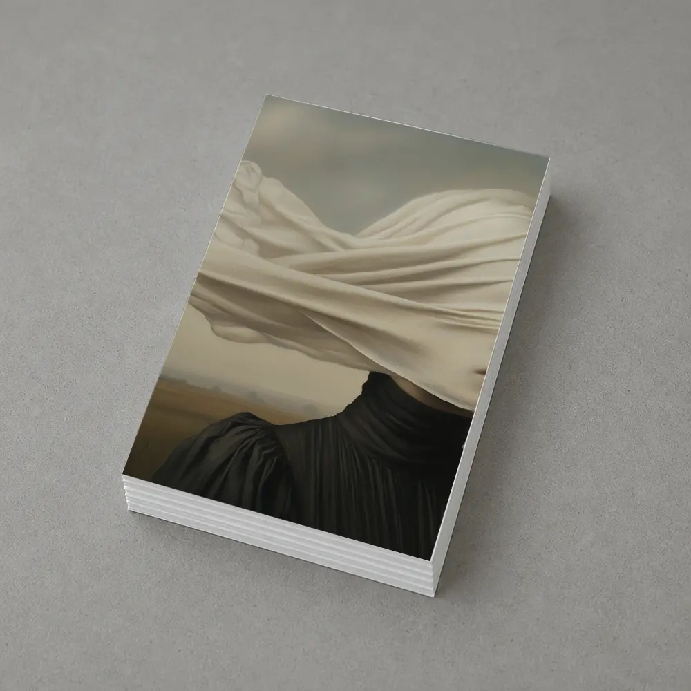 Surreal Woman White Veil Wind Field – Postcards