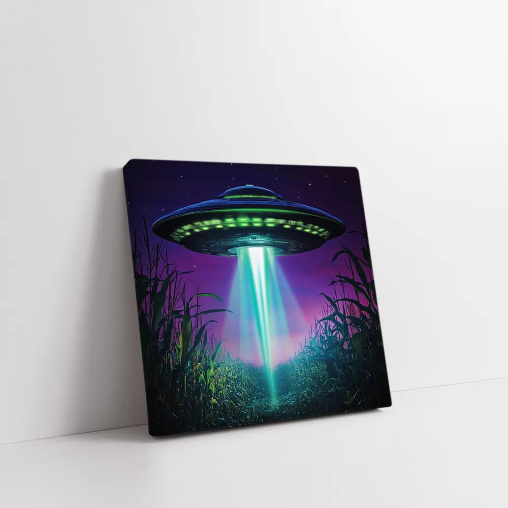 UFO Beam Over Night Cornfield Art – Wall Art