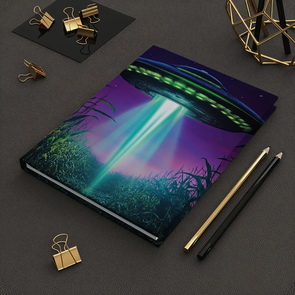 UFO Beam Over Night Cornfield Art – Notebooks