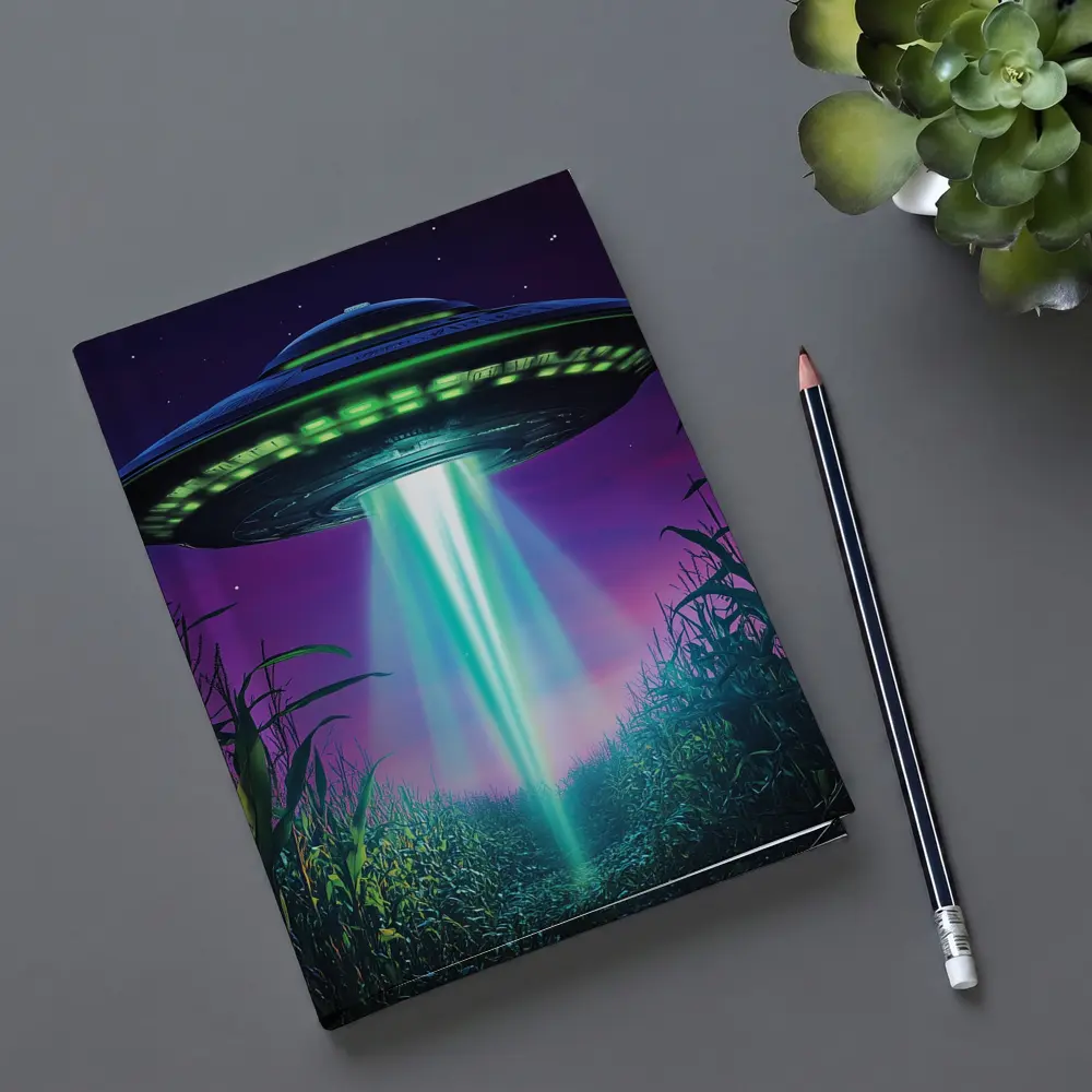UFO Beam Over Night Cornfield Art – Notebooks