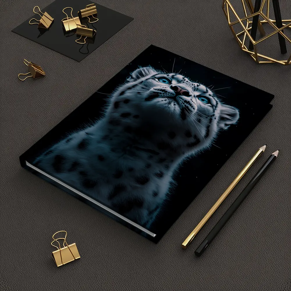 Snow Leopard Blue Eyes Dark Night Sky – Notebooks