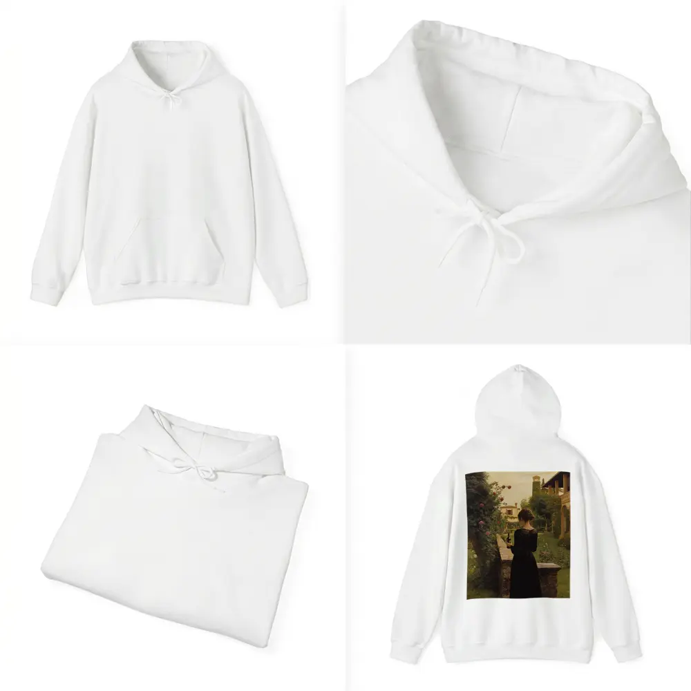 Woman in Black Dress Italian Villa Garden – Hoodies