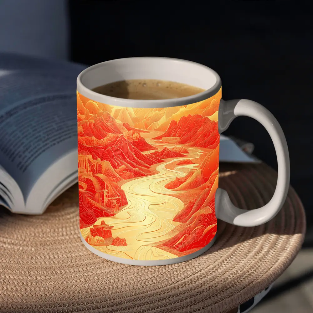 Red Mountain River Valley Chinese Art – Mugs