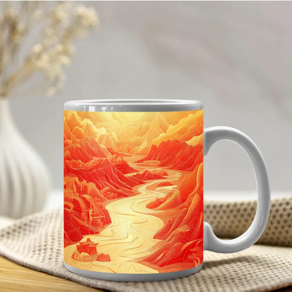 Red Mountain River Valley Chinese Art – Mugs