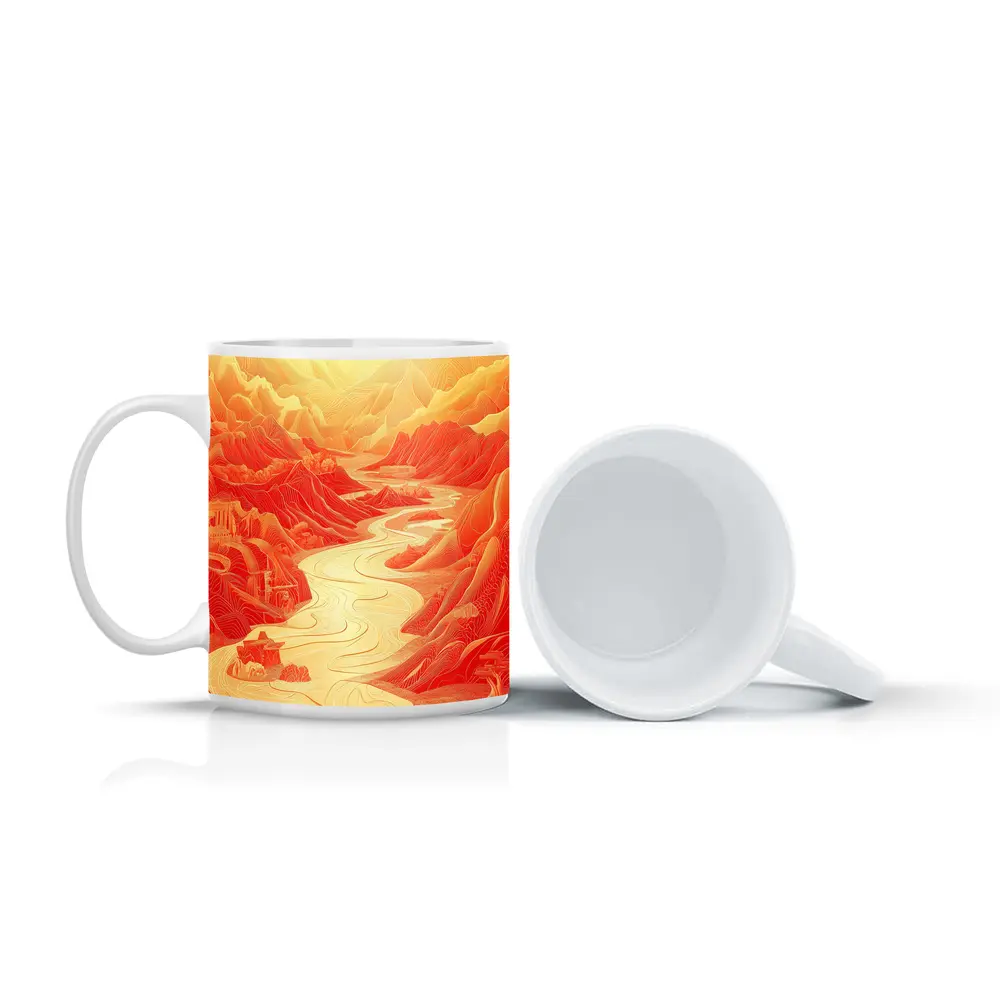 Red Mountain River Valley Chinese Art – Mugs