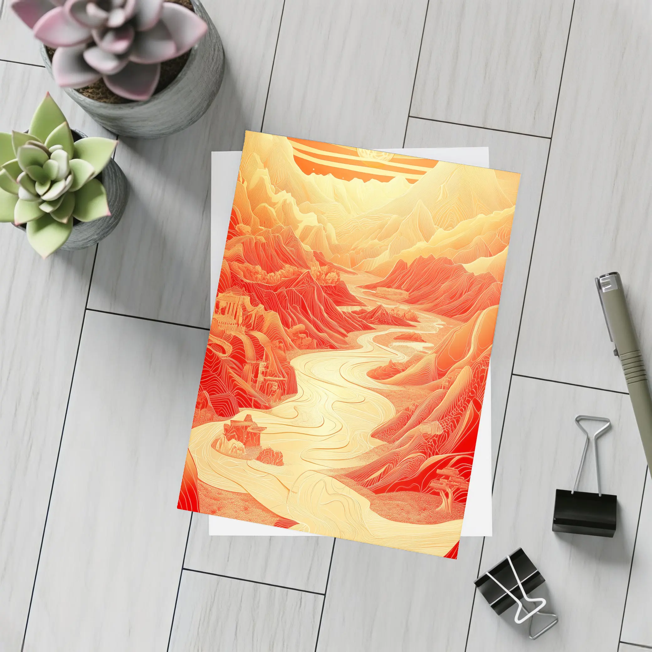 Red Mountain River Valley Chinese Art – Postcards