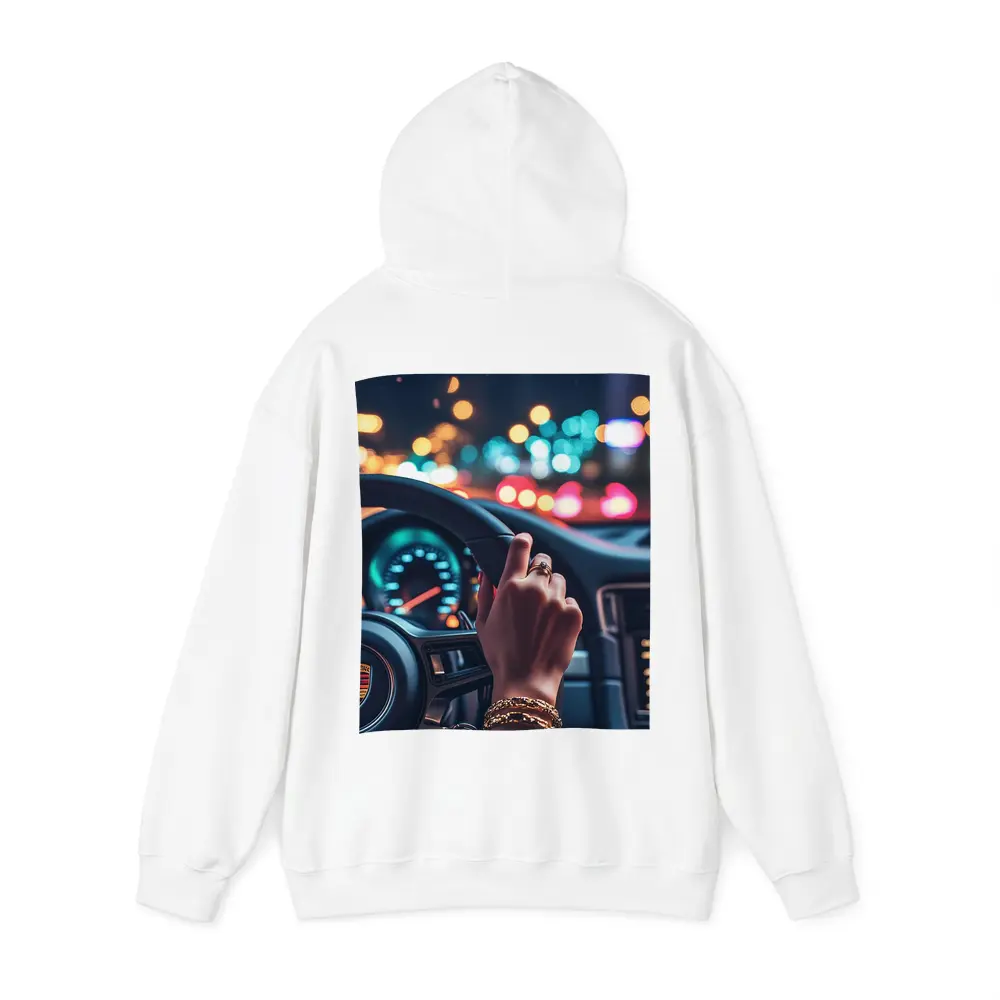 Woman Driving Porsche At Night City – Hoodies