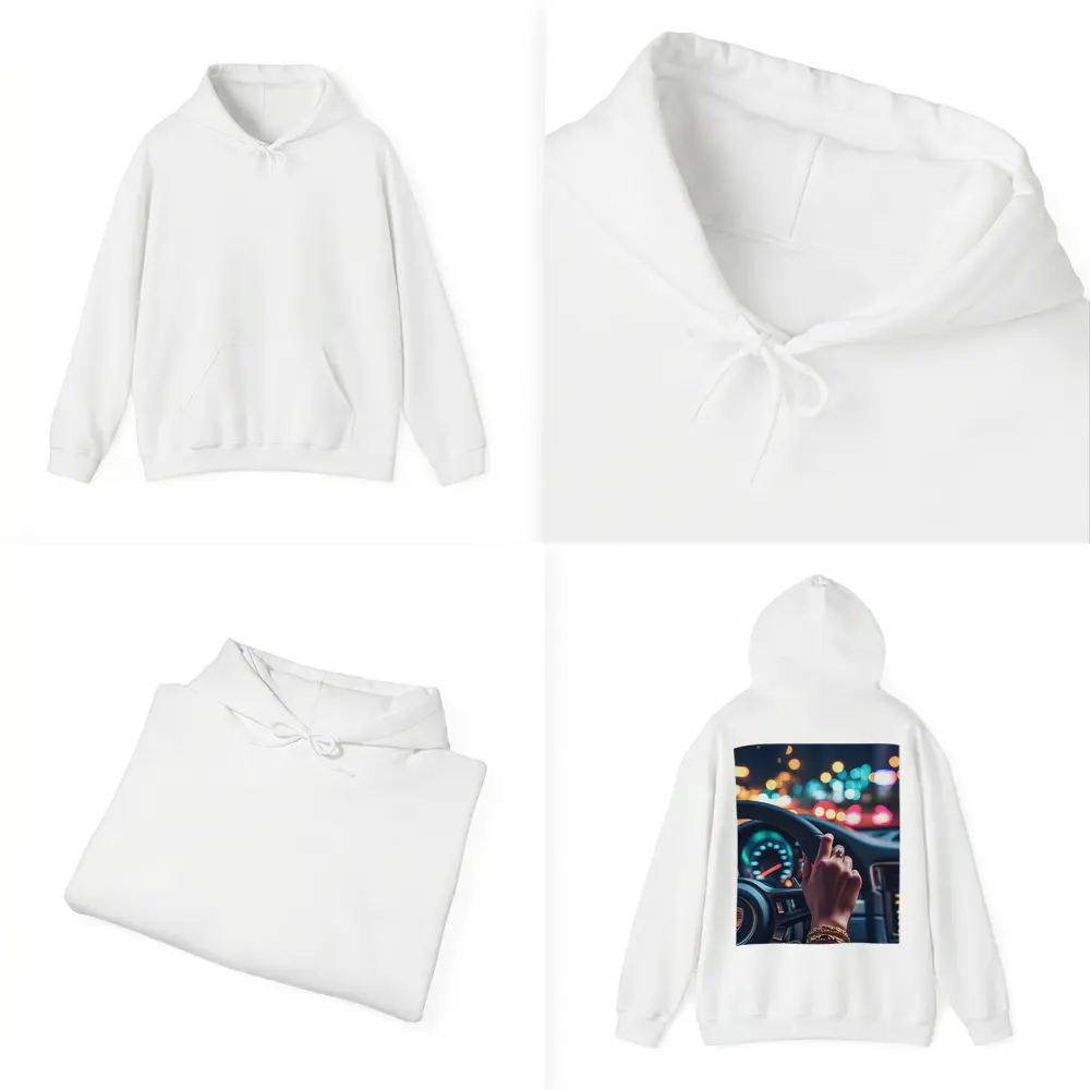Woman Driving Porsche At Night City – Hoodies