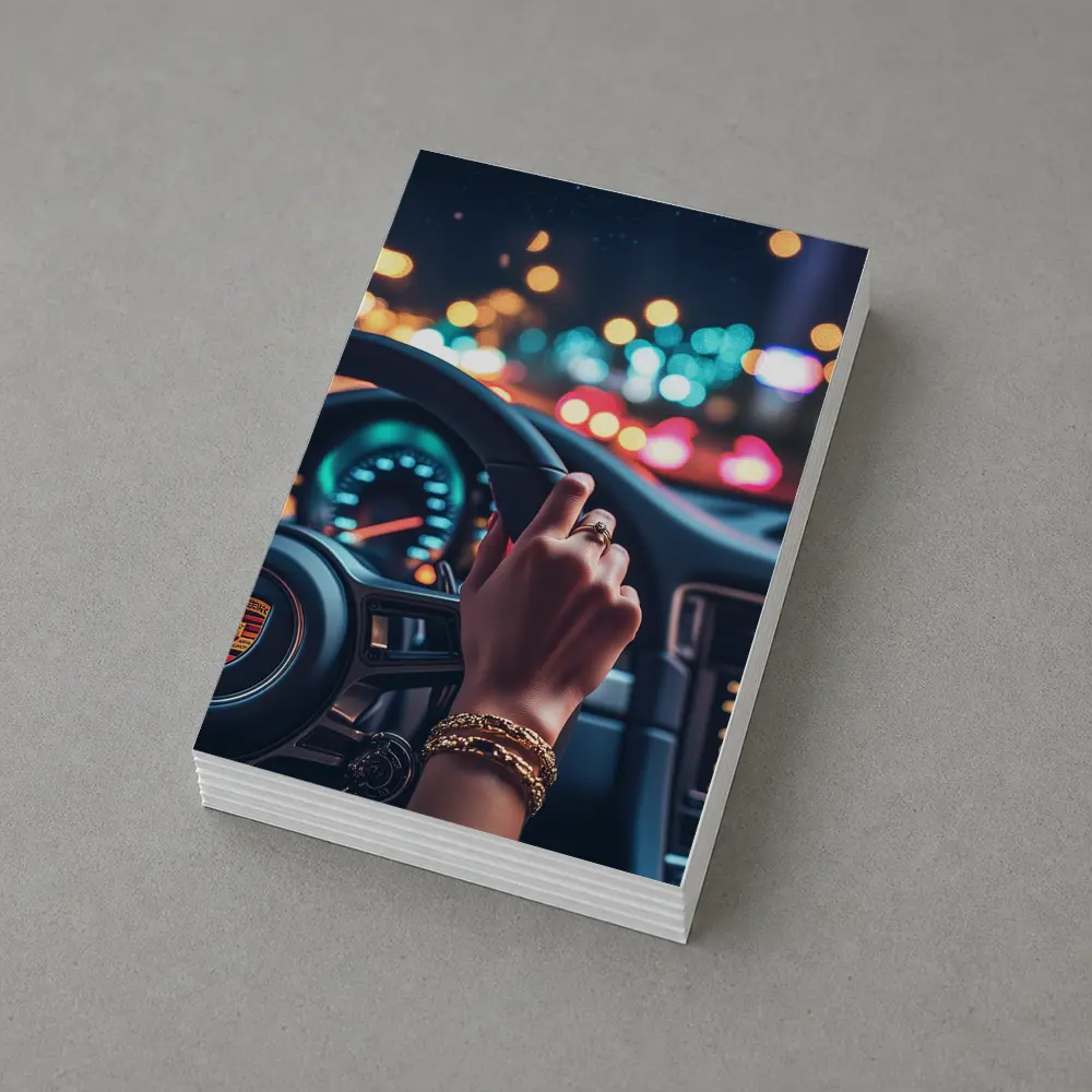Woman Driving Porsche At Night City – Postcards
