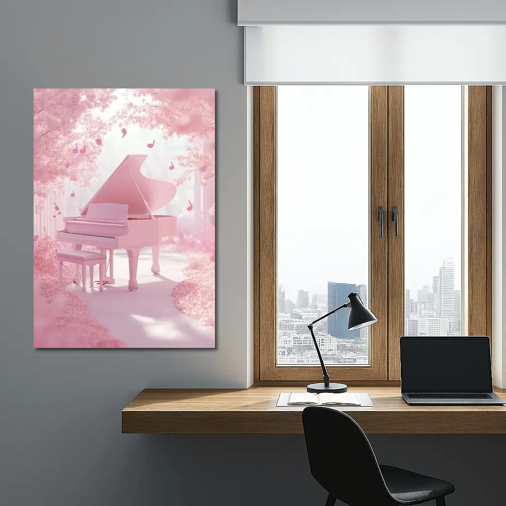 Pink Grand Piano Cherry Blossom Fantasy – Wall Art