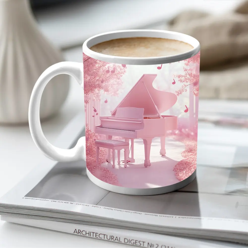 Pink Grand Piano Cherry Blossom Fantasy – Mugs