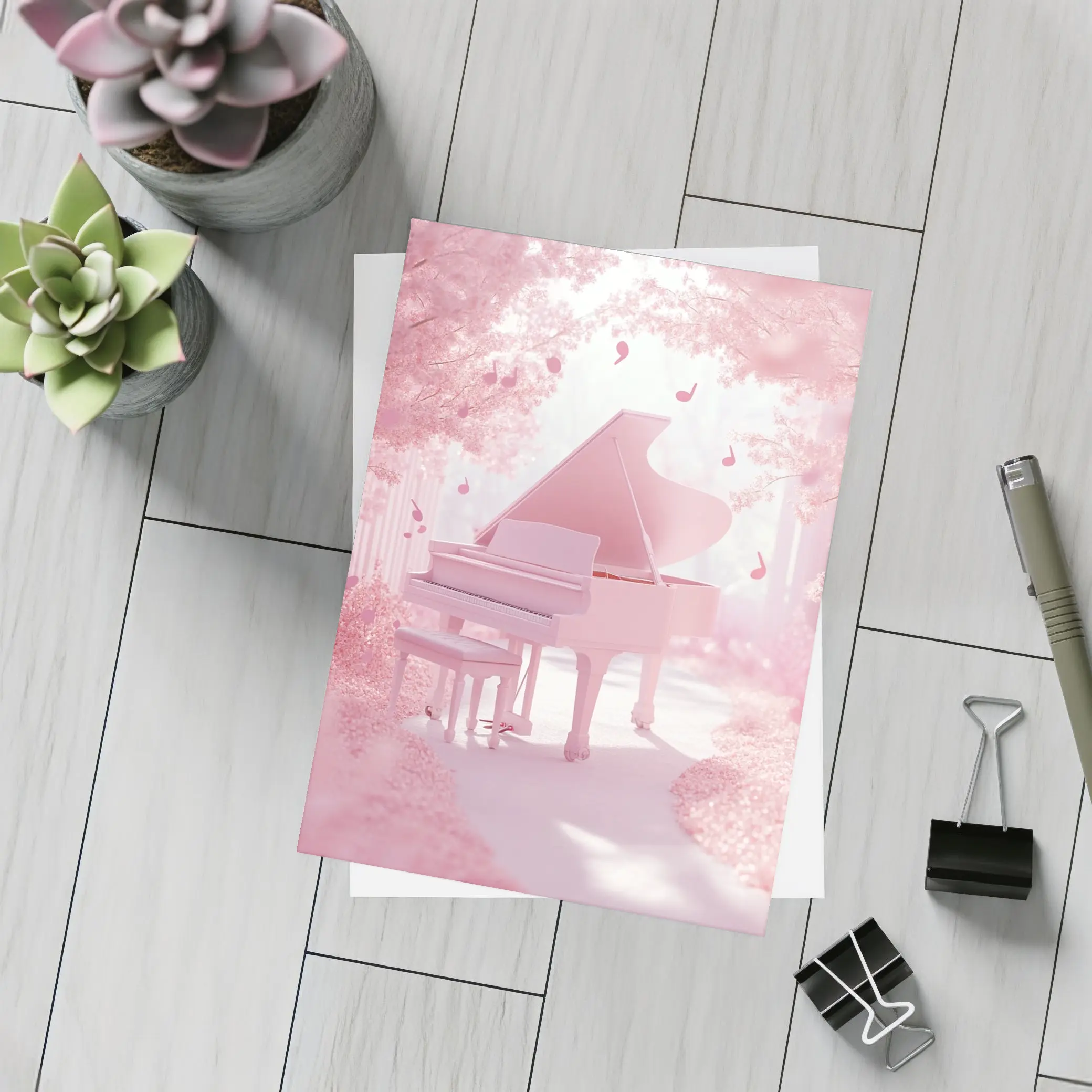 Pink Grand Piano Cherry Blossom Fantasy – Postcards