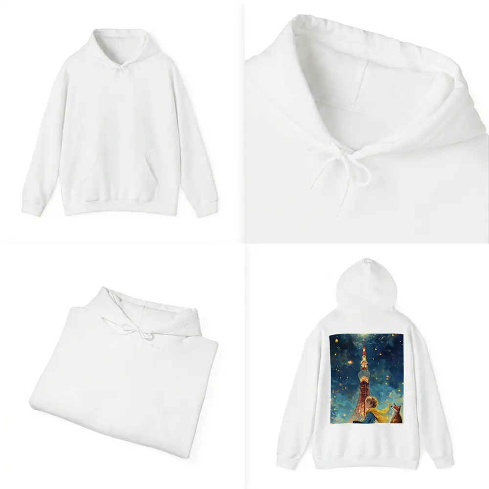Boy and Fox Under Tokyo Tower Night – Hoodies