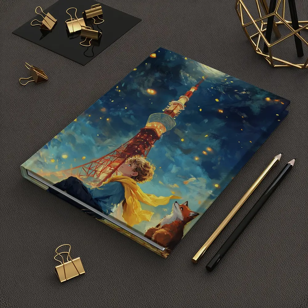 Boy and Fox Under Tokyo Tower Night – Notebooks