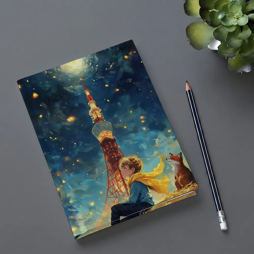 Boy and Fox Under Tokyo Tower Night – Notebooks