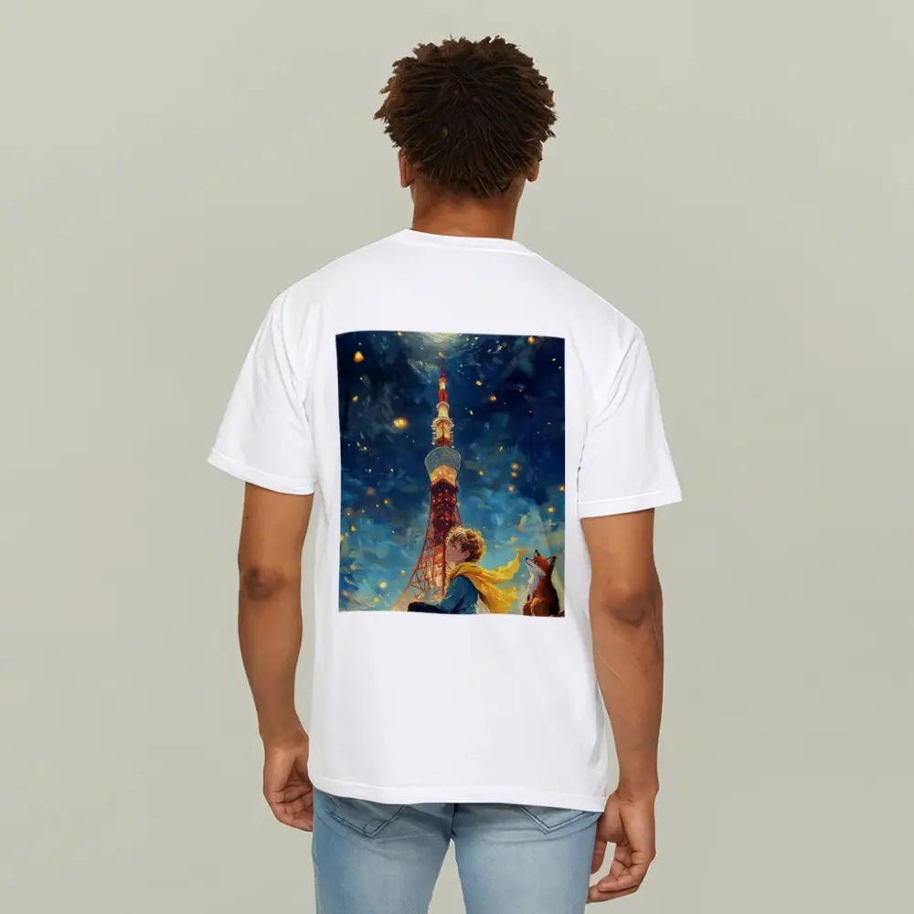 Boy and Fox Under Tokyo Tower Night – T-Shirts
