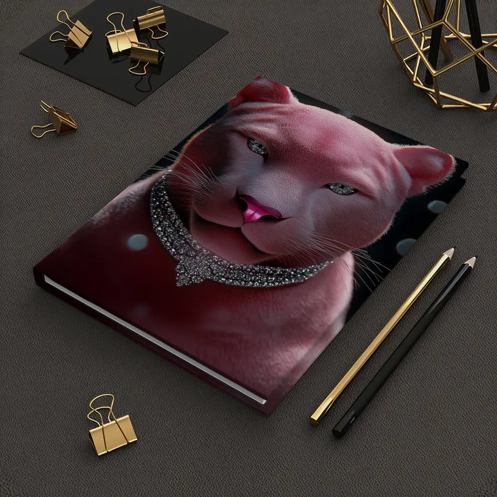 Pink Panther Portrait Diamond Necklace Dark Background – Notebooks