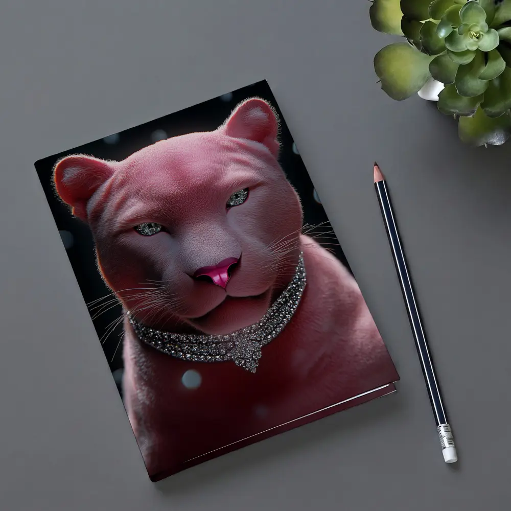 Pink Panther Portrait Diamond Necklace Dark Background – Notebooks