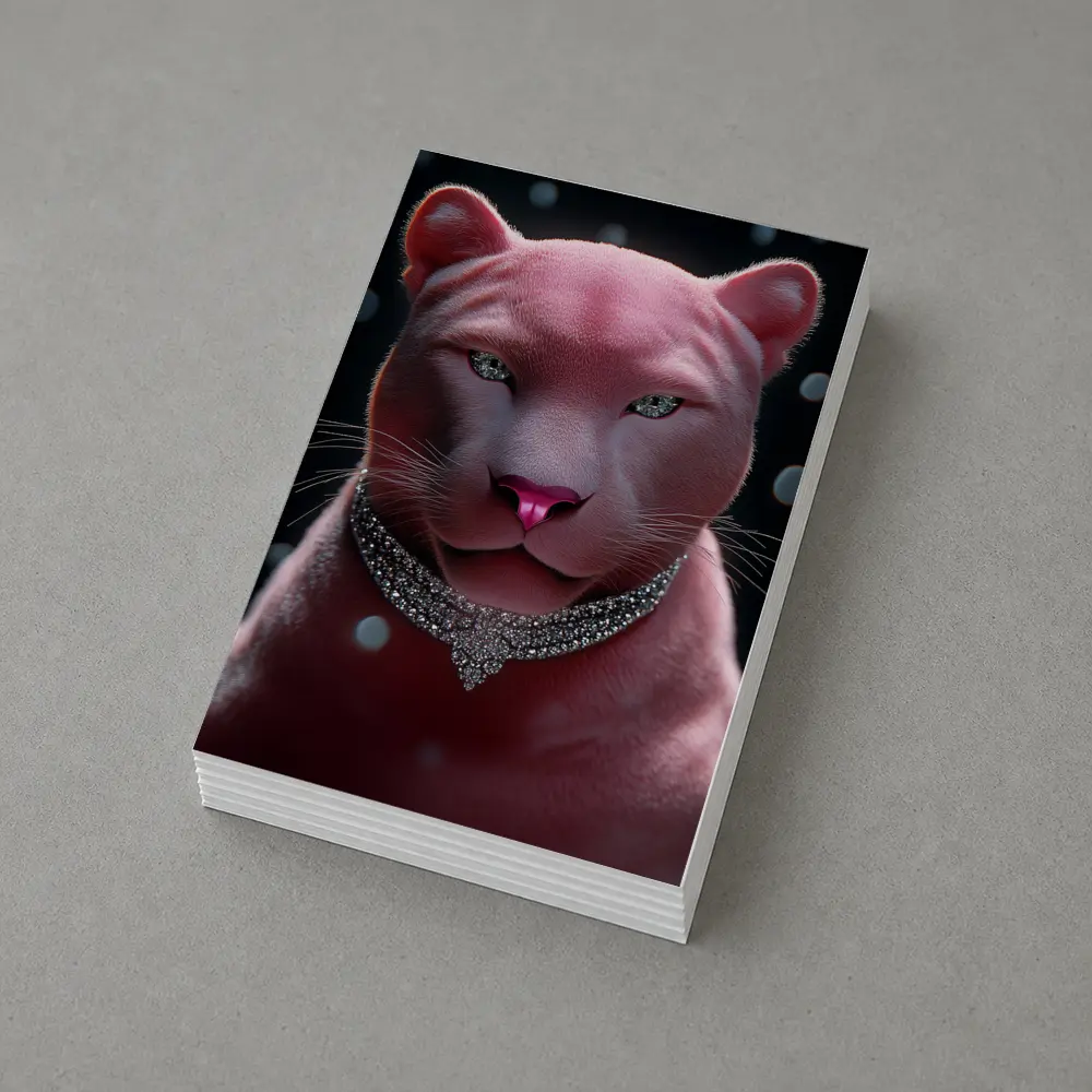 Pink Panther Portrait Diamond Necklace Dark Background – Postcards