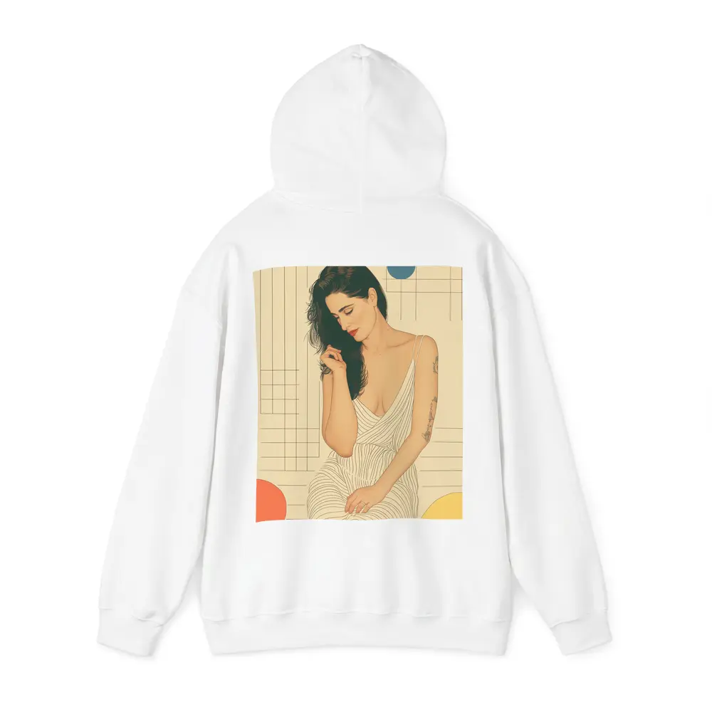Tattooed Woman Illustration Retro Geometric Background – Hoodies