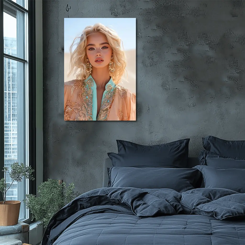 Blonde Woman Desert Boho Fashion Portrait – Wall Art