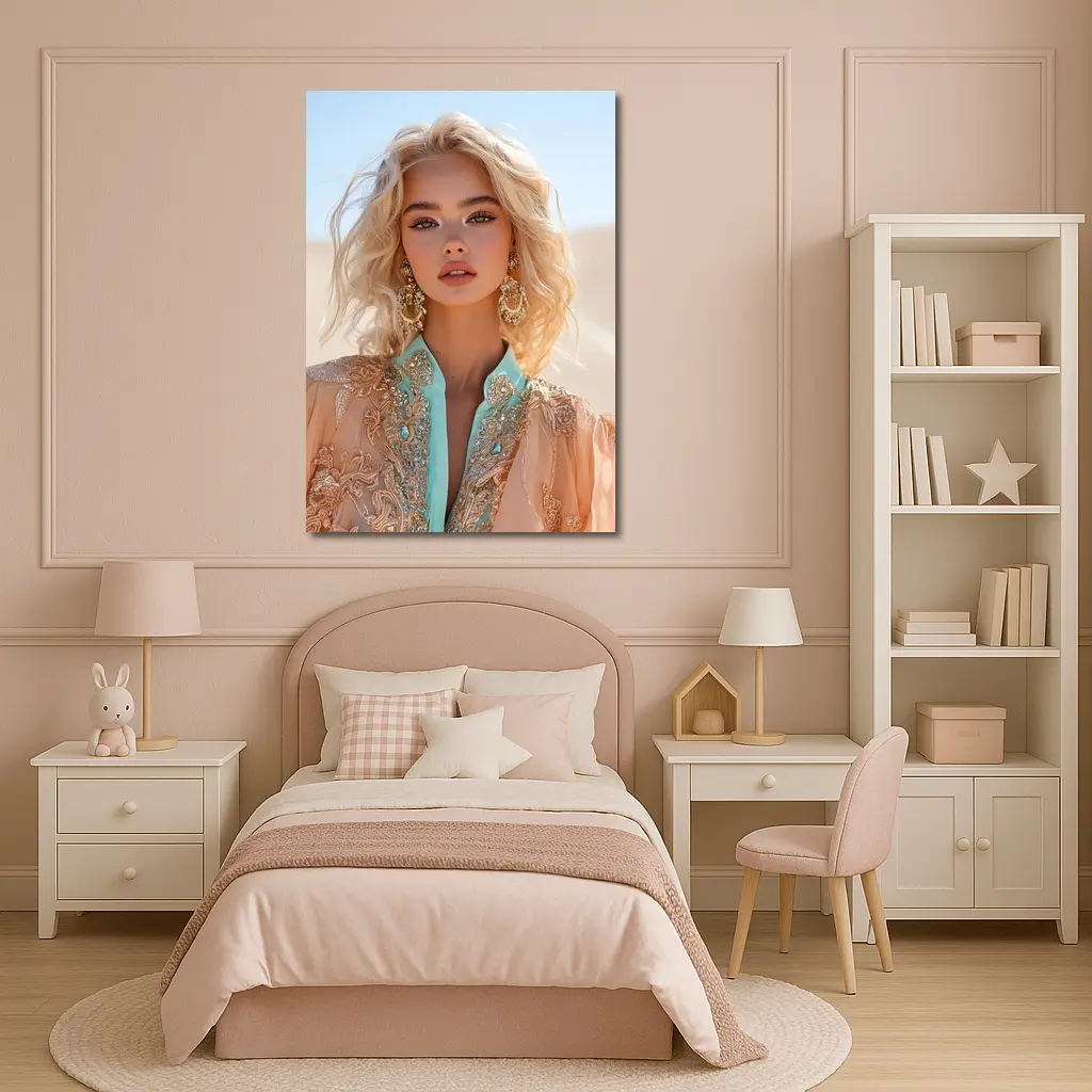 Blonde Woman Desert Boho Fashion Portrait – Wall Art