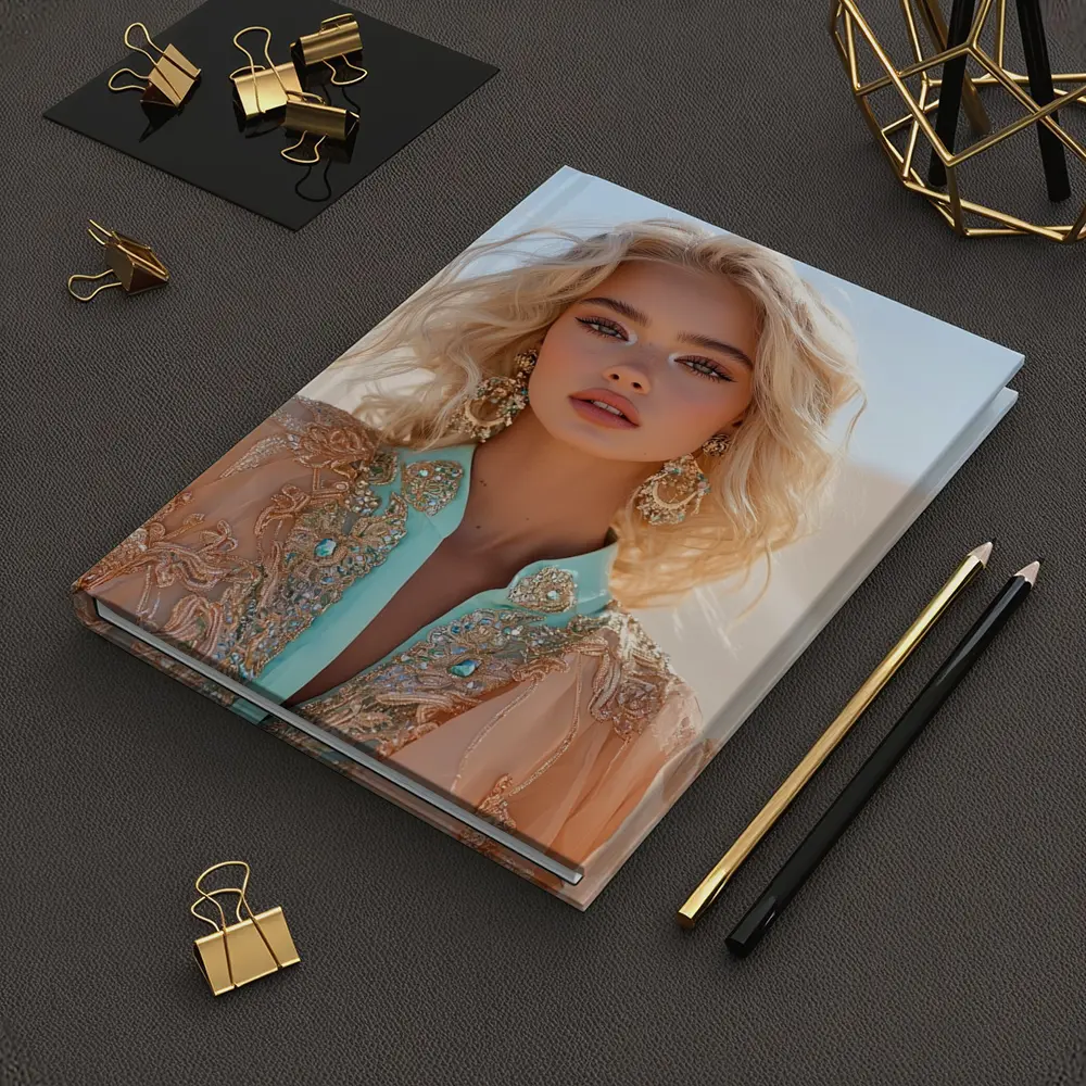 Blonde Woman Desert Boho Fashion Portrait – Notebooks