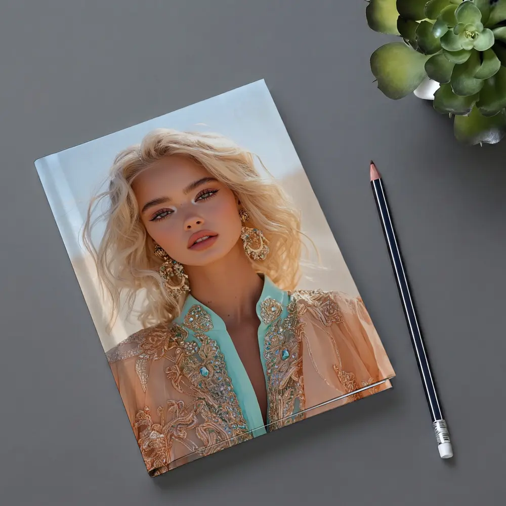 Blonde Woman Desert Boho Fashion Portrait – Notebooks