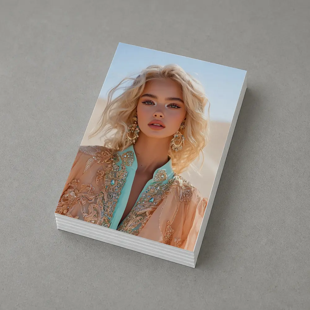 Blonde Woman Desert Boho Fashion Portrait – Postcards