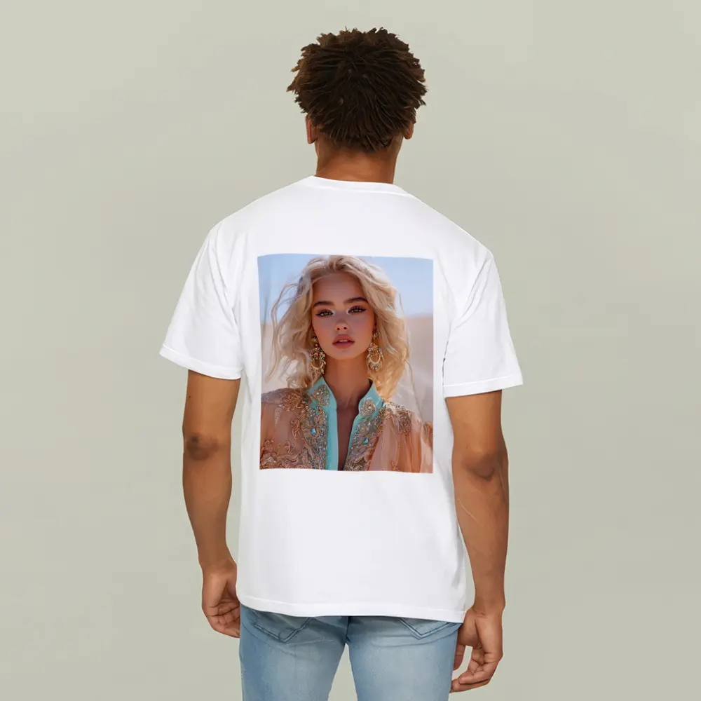 Blonde Woman Desert Boho Fashion Portrait – T-Shirts