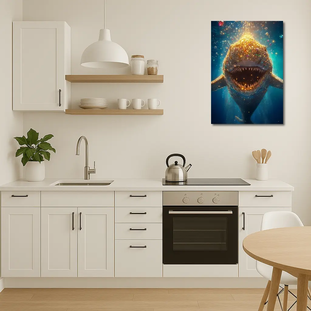 Glittering Shark With Gems Underwater Fantasy – Wall Art
