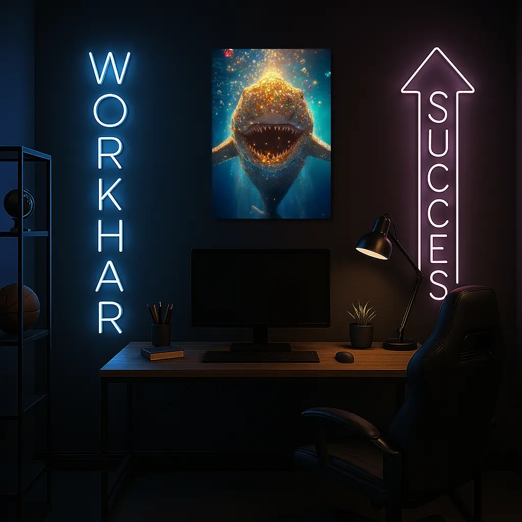 Glittering Shark With Gems Underwater Fantasy – Wall Art