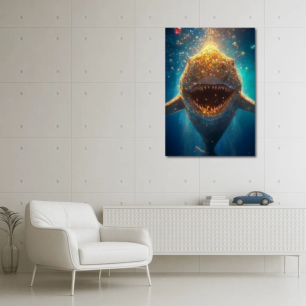 Glittering Shark With Gems Underwater Fantasy – Wall Art