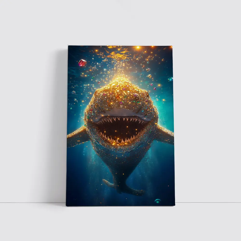 Glittering Shark With Gems Underwater Fantasy – Wall Art