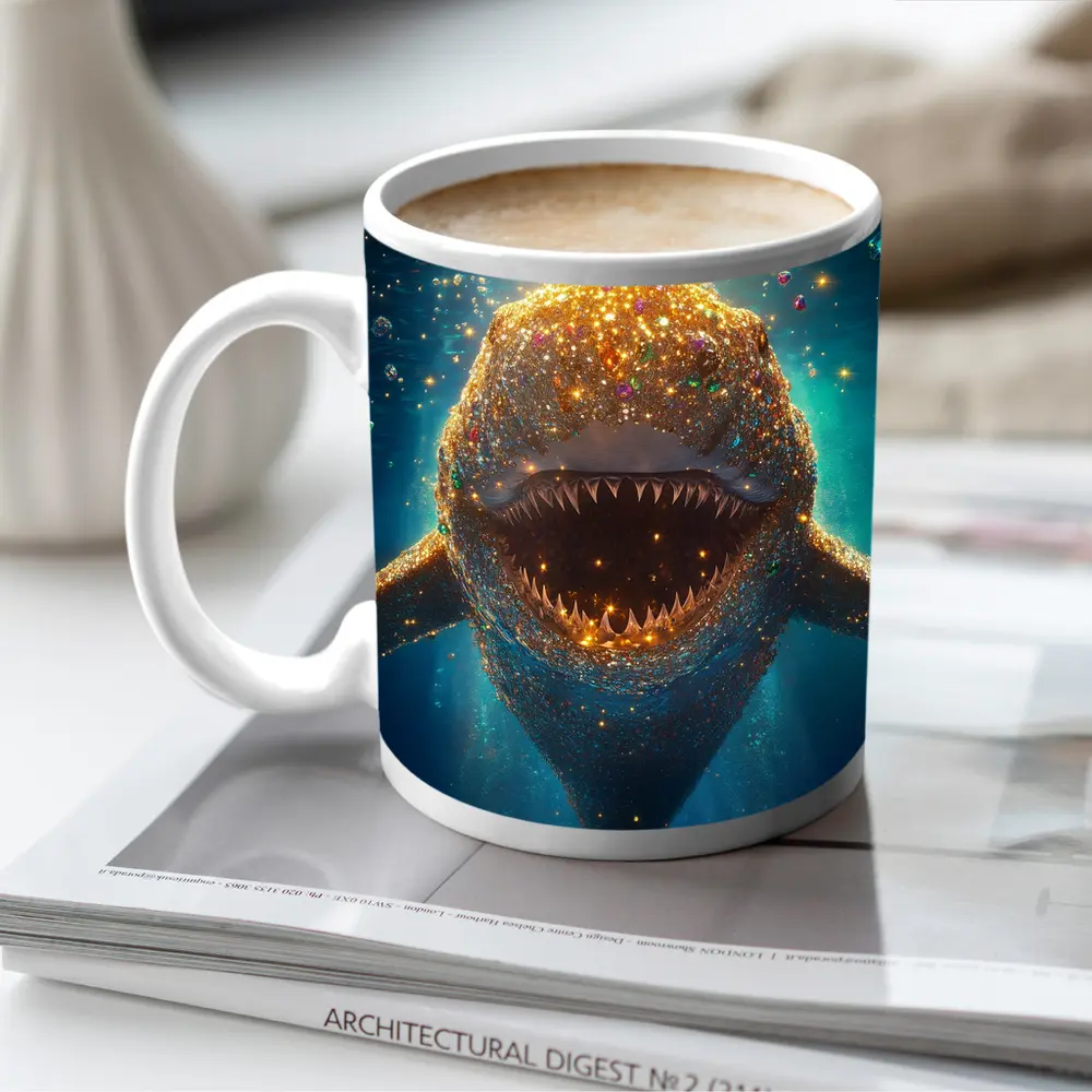Glittering Shark With Gems Underwater Fantasy – Mugs