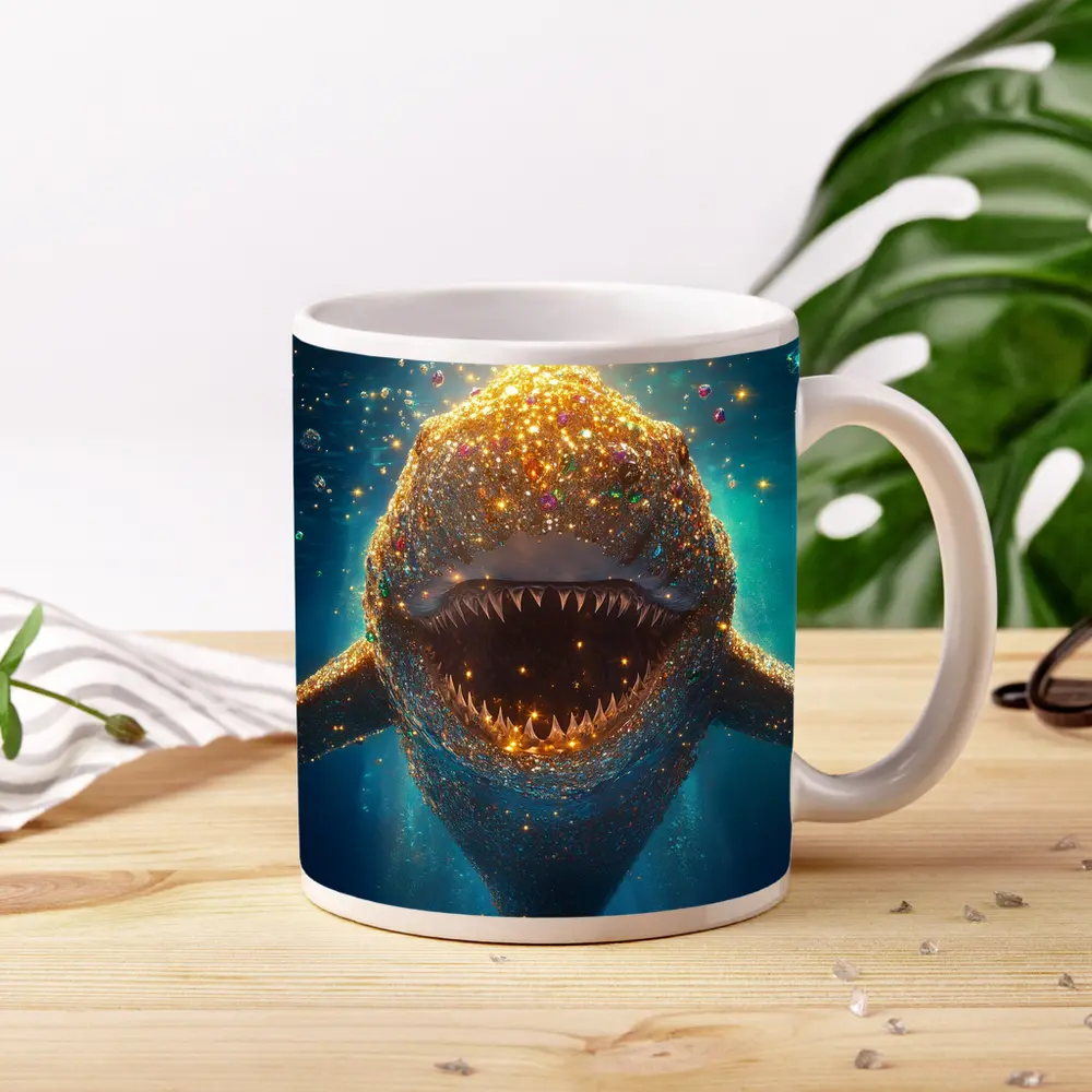 Glittering Shark With Gems Underwater Fantasy – Mugs