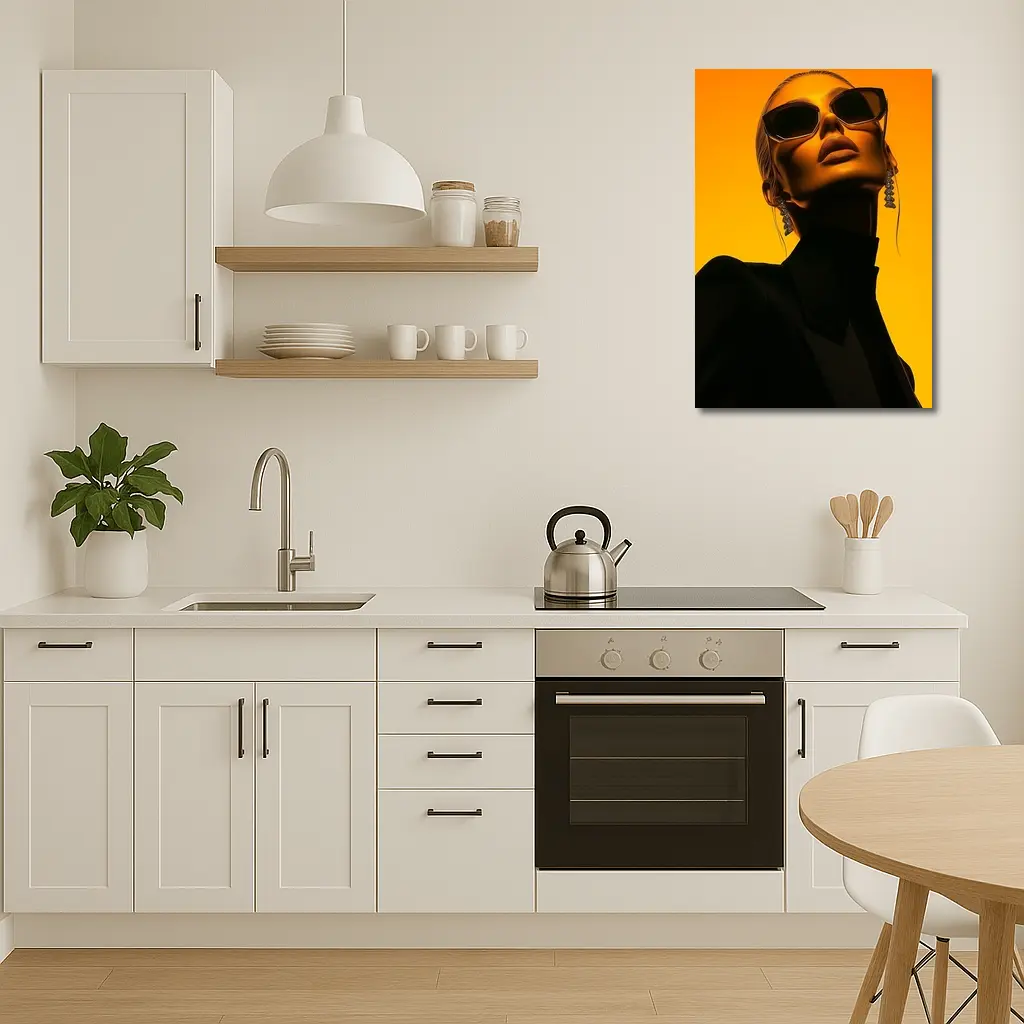 Fashion Woman Sunglasses Orange Gradient Background – Wall Art