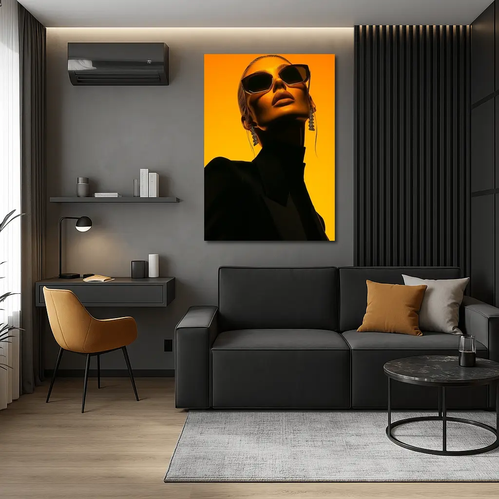 Fashion Woman Sunglasses Orange Gradient Background – Wall Art
