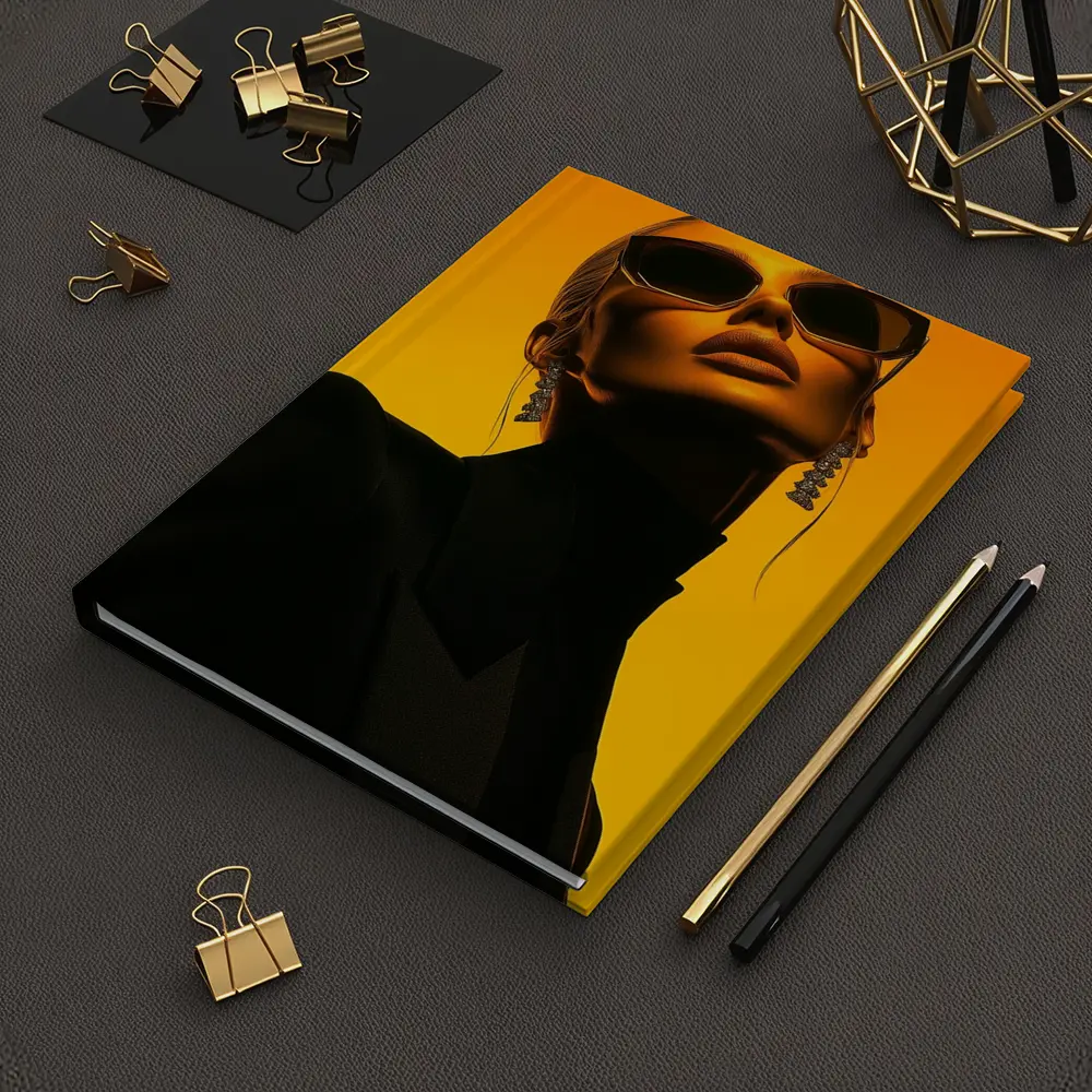 Fashion Woman Sunglasses Orange Gradient Background – Notebooks