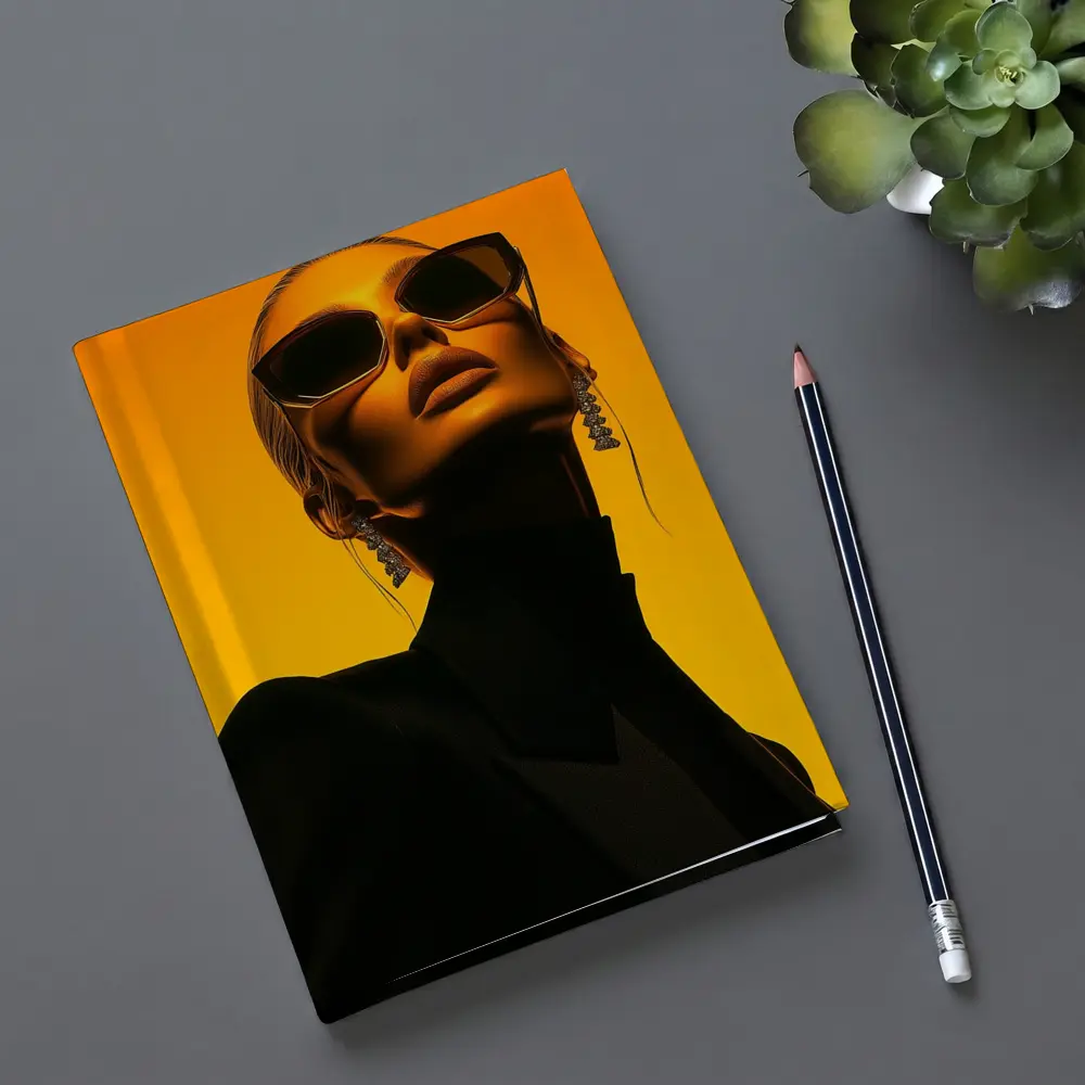 Fashion Woman Sunglasses Orange Gradient Background – Notebooks