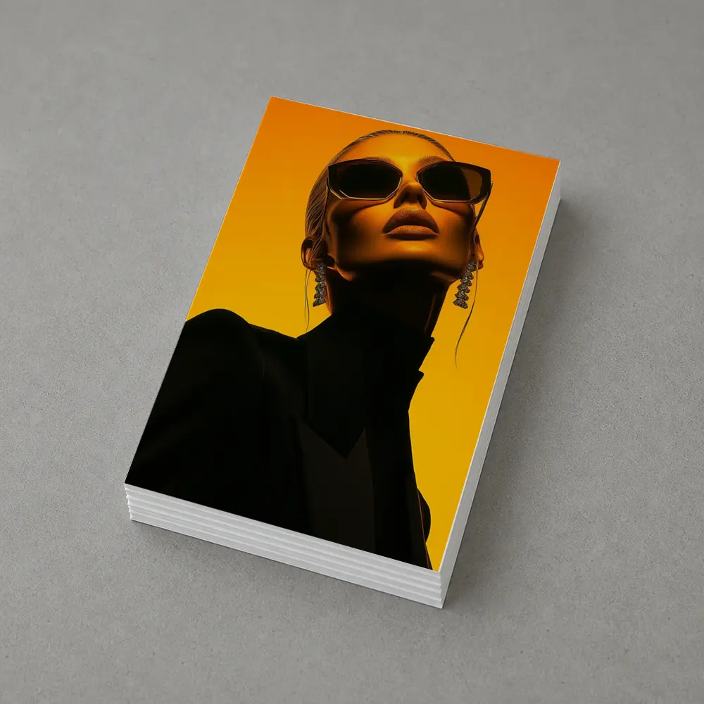 Fashion Woman Sunglasses Orange Gradient Background – Postcards