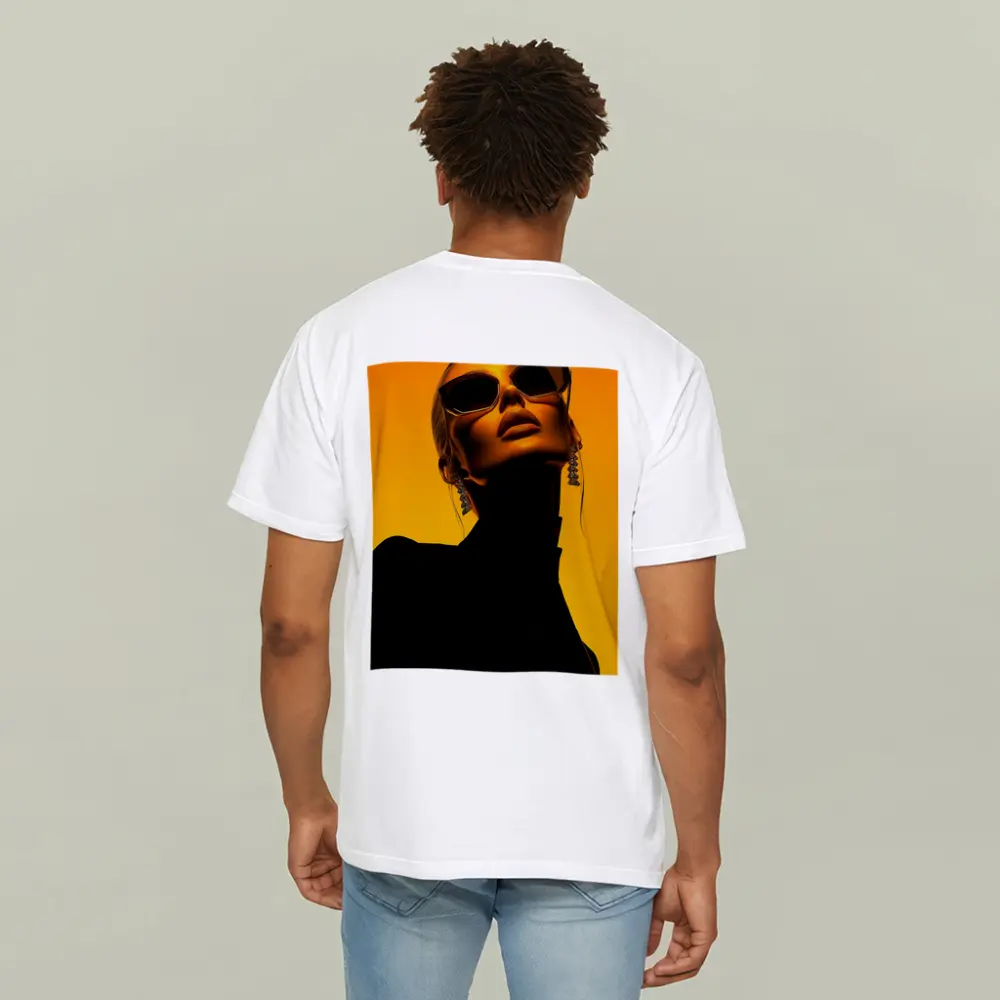 Fashion Woman Sunglasses Orange Gradient Background – T-Shirts