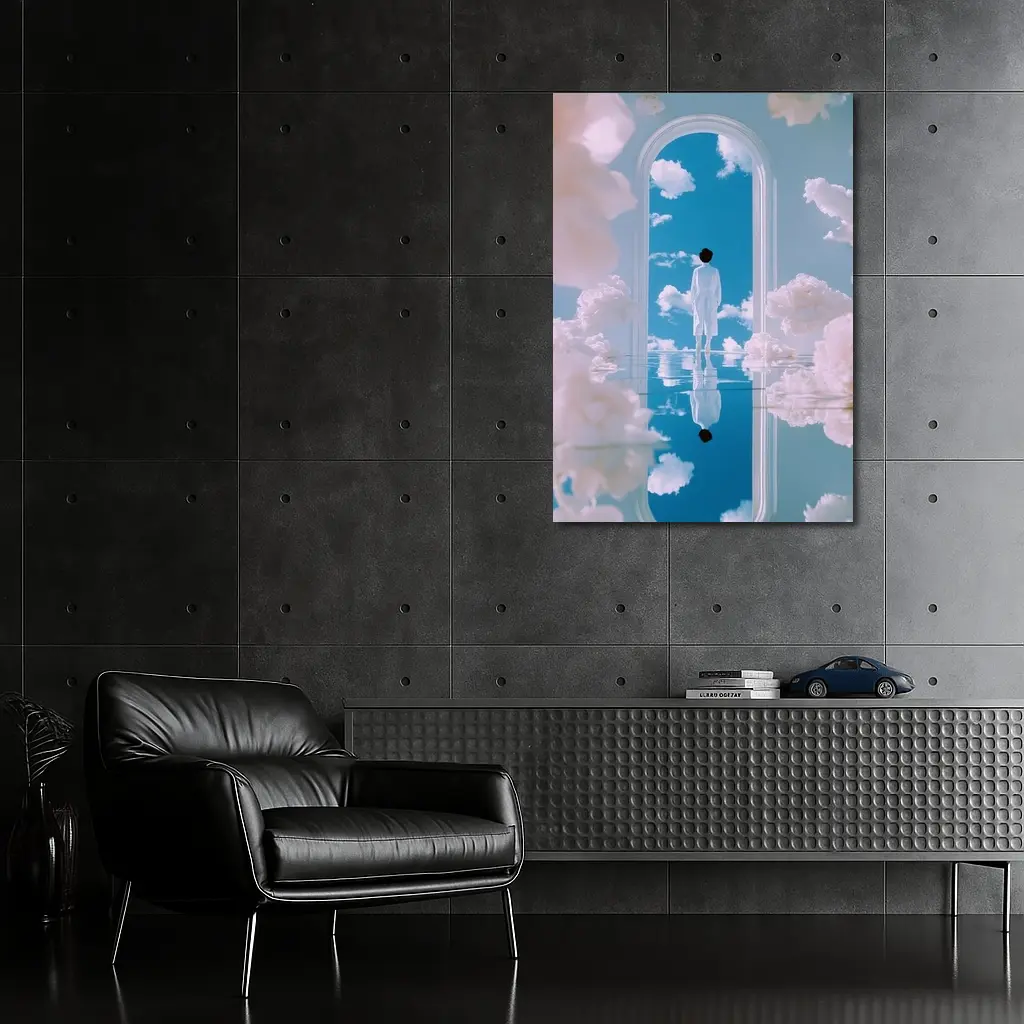 Figure Standing in Arch Surreal Sky – Wall Art