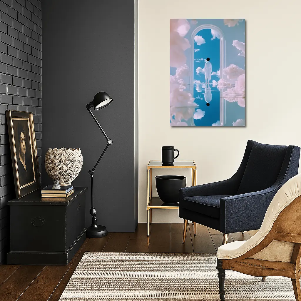 Figure Standing in Arch Surreal Sky – Wall Art