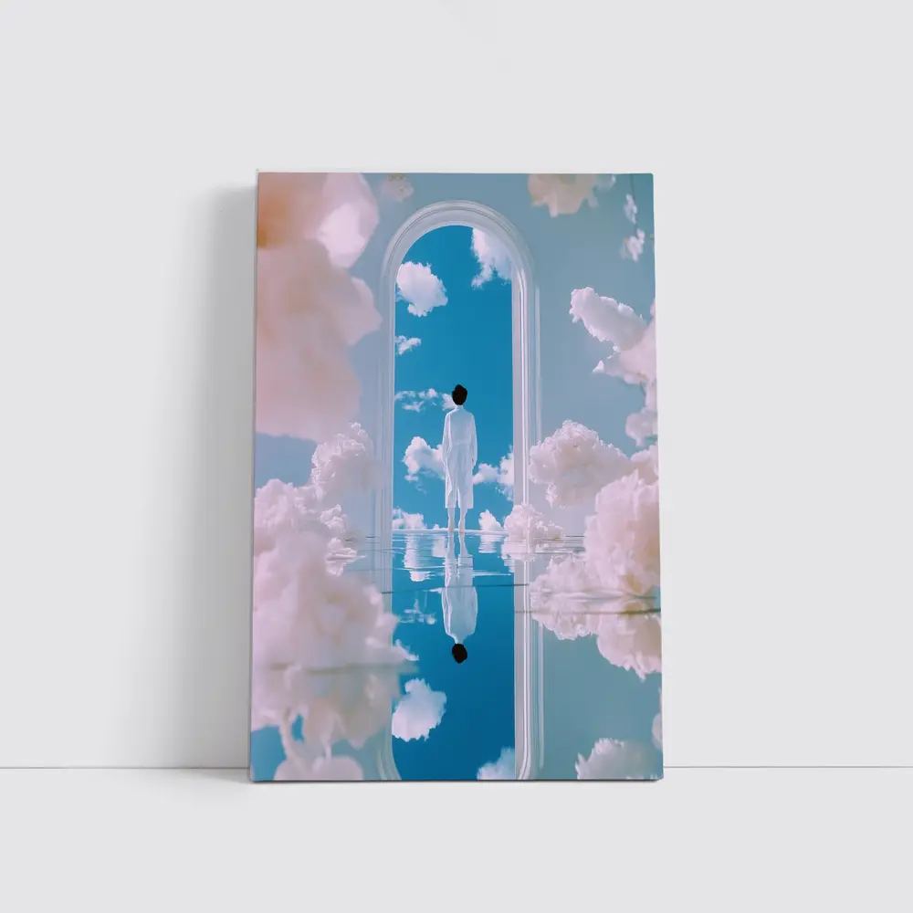 Figure Standing in Arch Surreal Sky – Wall Art