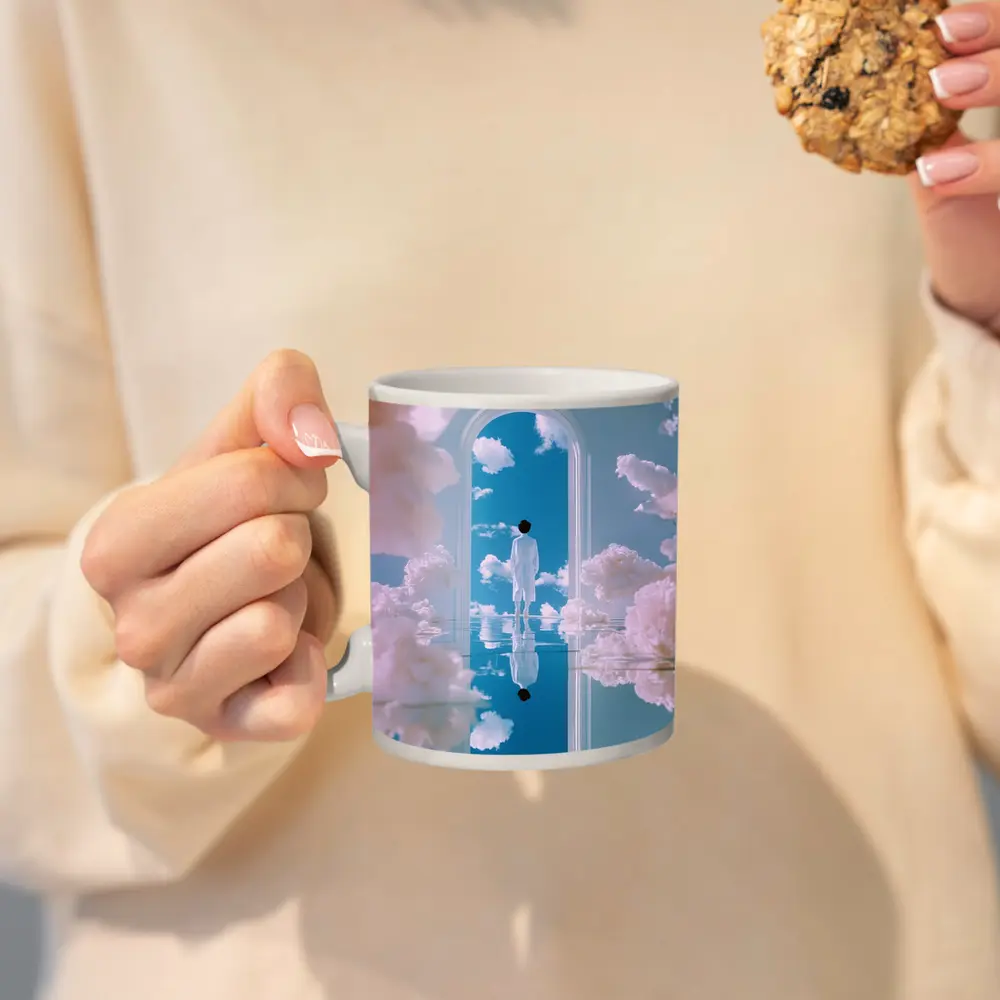 Figure Standing in Arch Surreal Sky – Mugs