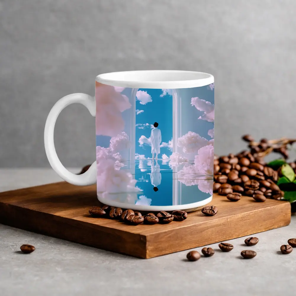 Figure Standing in Arch Surreal Sky – Mugs
