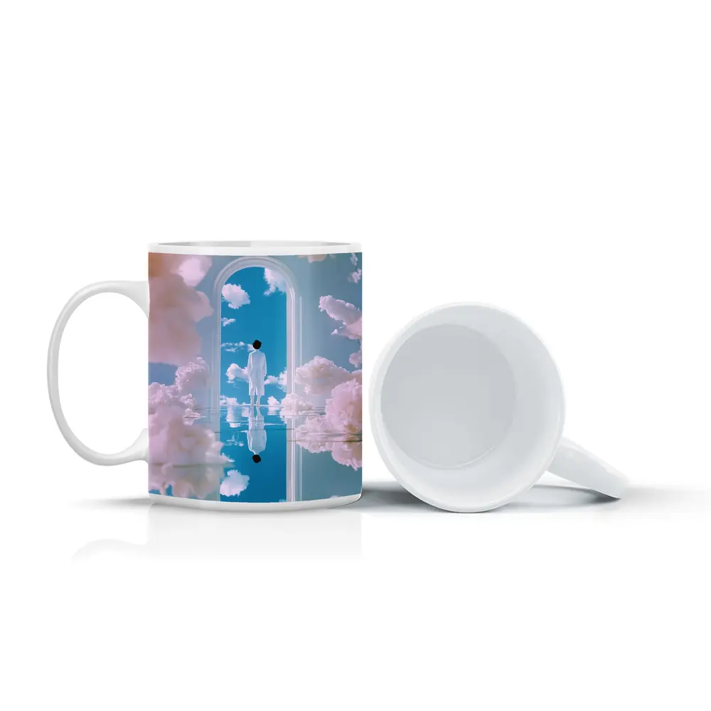 Figure Standing in Arch Surreal Sky – Mugs